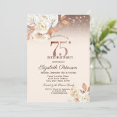 Lichten, Herfstbloemen Glitter Bokeh 75e verjaarda Kaart (Staand voorkant)