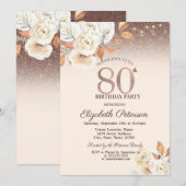 Lichten, Herfstbloemen Glitter Bokeh 80e verjaarda Kaart (Voorkant / Achterkant)