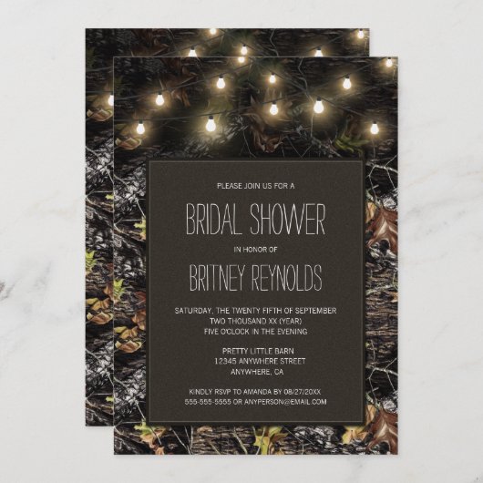Lichten + Jacht Camo bruids douche uitnodigingen (Voorkant / Achterkant)