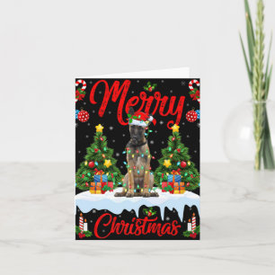 Lichten Kerstboom Kerstman Belgische Malinois Hond Kaart