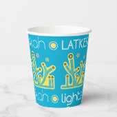 Lichten Latkes Chanoeka 8 oz. Papieren Bekers (Achterkant)