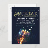 Lichten Mason Jar rustieke romantische Save the Da Aankondigingskaart (Voorkant / Achterkant)