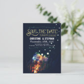 Lichten Mason Jar rustieke romantische Save the Da Aankondigingskaart (Staand voorkant)