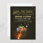 Lichten Mason Jar rustieke romantische Save the Da Aankondigingskaart (Voorkant / Achterkant)