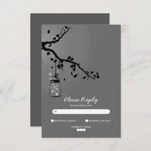 Lichten metselaar pot bruiloft RSVP kaarten (Voorkant / Achterkant)