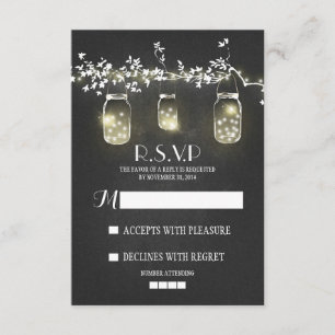 Lichten metselaarpotten krijtbord RSVP-kaarten RSVP Kaartje