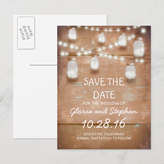 lichten & metselaarskruiken SAVE THE DATE briefkaa Aankondigingskaart (Voorkant / Achterkant)