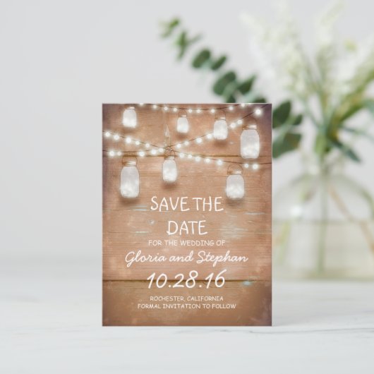 lichten & metselaarskruiken SAVE THE DATE briefkaa Aankondigingskaart (Staand voorkant)