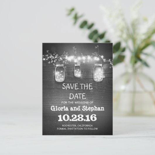 lichten & metselaarskruiken SAVE THE DATE briefkaa Aankondigingskaart (Staand voorkant)