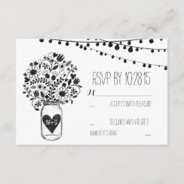 Lichten metson jar witte trouw RSVP kaarten Kaartje