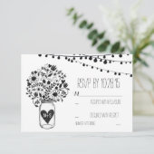 Lichten metson jar witte trouw-RSVP-kaarten RSVP Kaartje (Staand voorkant)