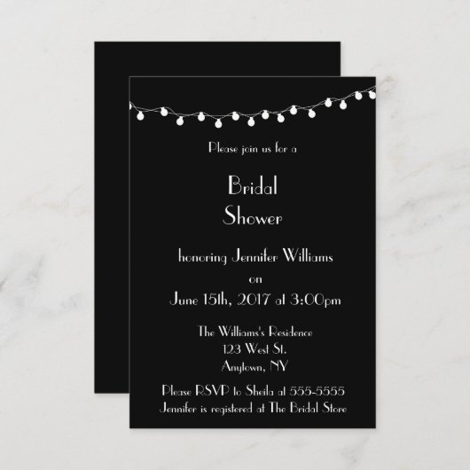 Lichten Moderne Bridal Shower Invitations Kaart (Voorkant / Achterkant)