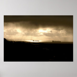 Lichten op de rivier poster