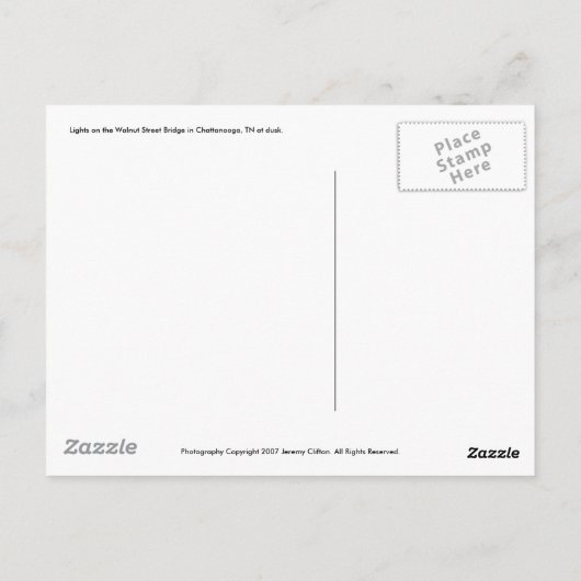 Lichten op de Walnut Street Bridge Briefkaart (Achterkant)