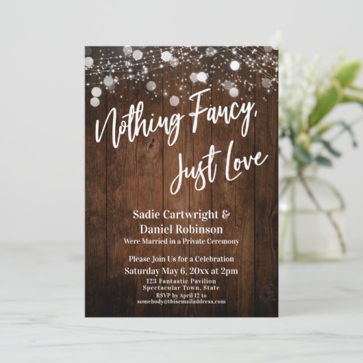 Lichten op hout Niets Fancy gewoon liefdesontvangs Kaart (Staand voorkant)