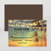 lichten palmen strand zonsondergang bruiloft RSVP  Kaartje (Voorkant / Achterkant)