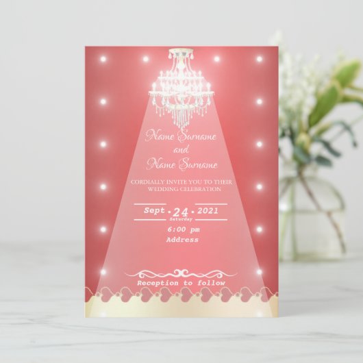 Lichten rood-kroonluchter kaart (Staand voorkant)