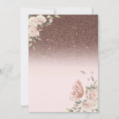 Lichten, Roze Bloem Glitter Vlinders Quinceañers Kaart (Achterkant)