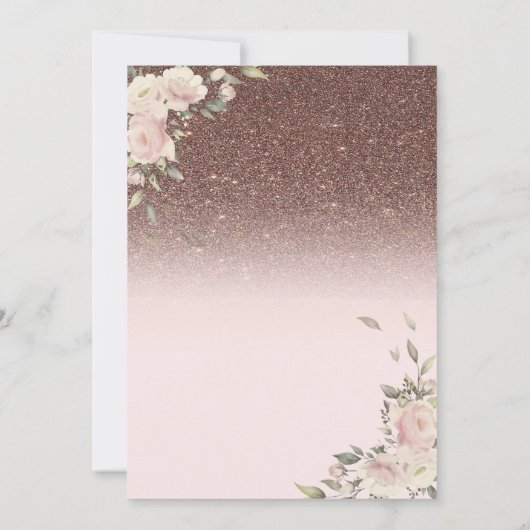 Lichten, roze bloemen Quinceañera Kaart (Achterkant)