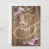 Lichten & Roze Pioenrozen Boeket, Rustiek Houten B Kaart (Achterkant)