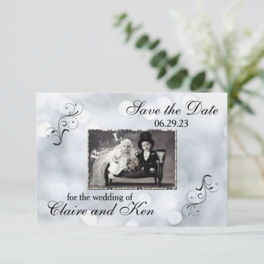Lichten Sneeuw Glitter Sparkles - 3x5 Save the Dat Save The Date (Staand voorkant)