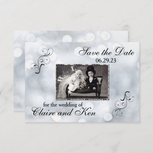 Lichten Sneeuw Glitter Sparkles - 3x5 Save the Dat Save The Date (Voorkant / Achterkant)