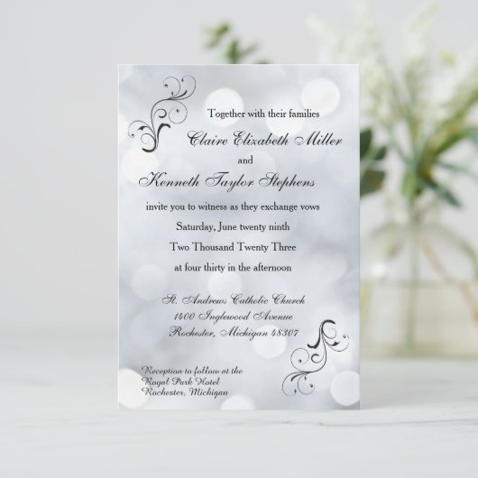 Lichten Sneeuw Glitter Sparkles-3x5bruiloft uitnod Kaart (Staand voorkant)