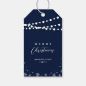 Lichten & Sneeuw Navy Prettig Kerstmis Zakelijk Lo Cadeaulabel (Voorkant)