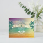 Lichten strand bruiloft opslaan van de datum brief aankondigingskaart (Staand voorkant)