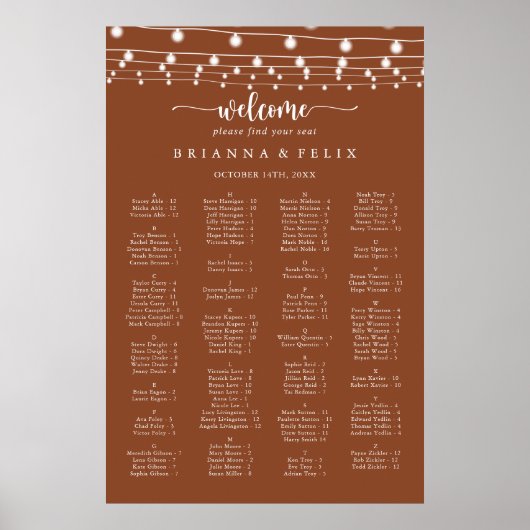 Lichten Terracotta Alfabetische zitgrafiek Poster (Voorkant)