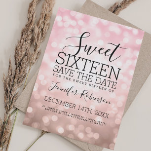 Lichten van 16 partijen met Blush Pink Glitter Save The Date