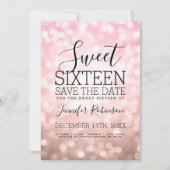 Lichten van 16 partijen met Blush Pink Glitter Save The Date (Voorkant)