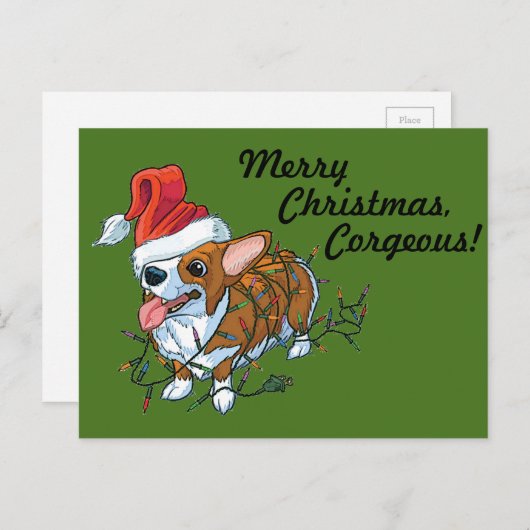 Lichten van Kerstmis van Kerstmis van het Puppy Feestdagenkaart (Voorkant / Achterkant)