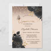 Lichten,Zwarte Rozen Glitter Vlinders Kaart (Voorkant)