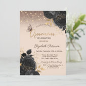 Lichten,Zwarte Rozen Glitter Vlinders Kaart (Staand voorkant)