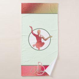 Lichtend helder roze yogi silhouet badhanddoek