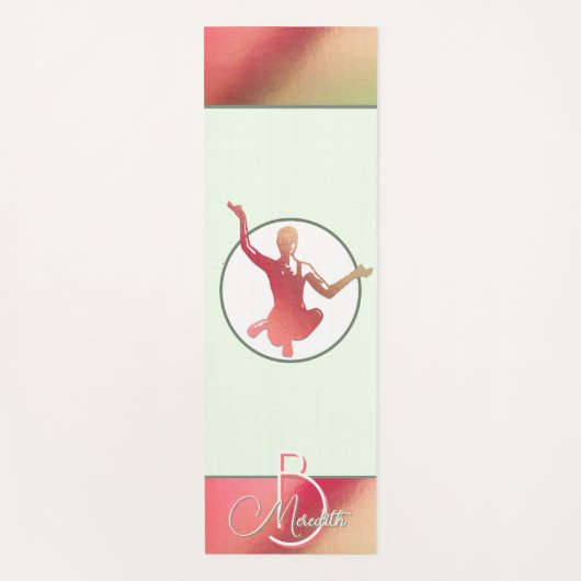 Lichtend helder roze yogi silhouet yogamat (Voorkant)