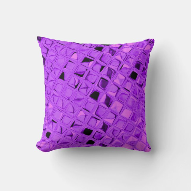 Lichtend metallisch Amethyst Paars Grape Diamond Kussen (Voorkant)