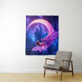 Lichtend roze sprookjesvleugels lichtgevende sterr wandkleed (In situ)