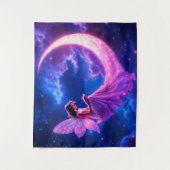 Lichtend roze sprookjesvleugels lichtgevende sterr wandkleed (Voorkant)