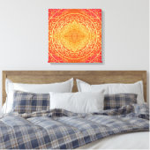 Lichtend Sinaasappel Goud Rood Mandala Patroon Canvas Afdruk (Insitu (Slaapkamer))