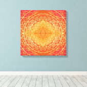 Lichtend Sinaasappel Goud Rood Mandala Patroon Canvas Afdruk (Insitu (Houten vloer))