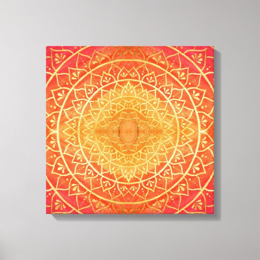 Lichtend Sinaasappel Goud Rood Mandala Patroon Canvas Afdruk (Voorkant)