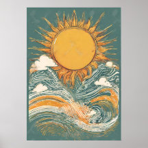 Lichtend Zon Boven Zon Illustratie Wall Art Poster