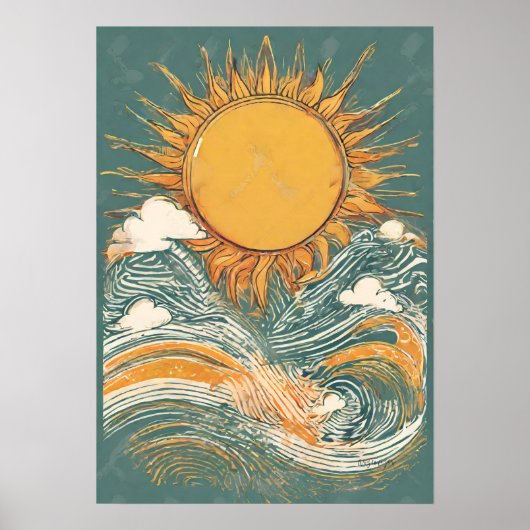 Lichtend Zon Boven Zon Illustratie Wall Art Poster (Voorkant)