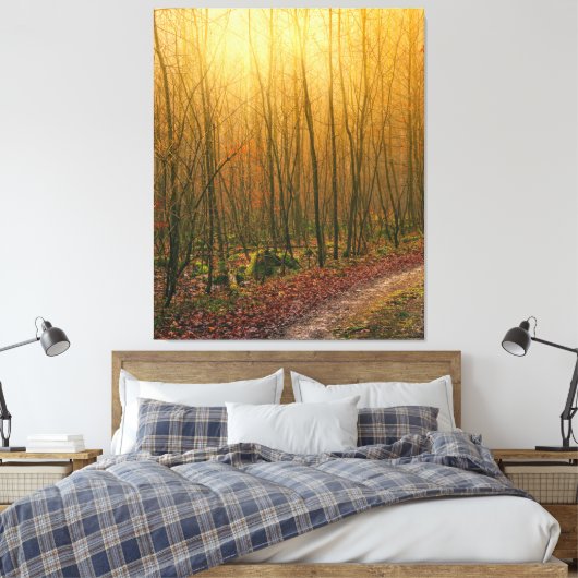 Lichtende bomen staande fantasie landschap canvas afdruk (Insitu (Slaapkamer))