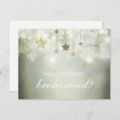 Lichtende sterren, jij zult mijn bruidsmeisje zijn uitnodiging briefkaart (Voorkant / Achterkant)