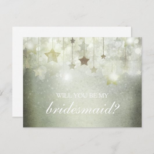 Lichtende sterren, jij zult mijn bruidsmeisje zijn uitnodiging briefkaart (Voorkant / Achterkant)