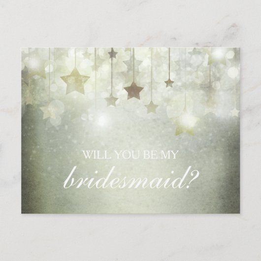 Lichtende sterren, jij zult mijn bruidsmeisje zijn uitnodiging briefkaart (Voorkant)
