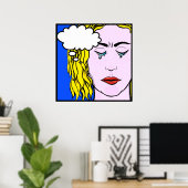 Lichtenstein Style terwijl ze huilen Poster (Thuiskantoor)